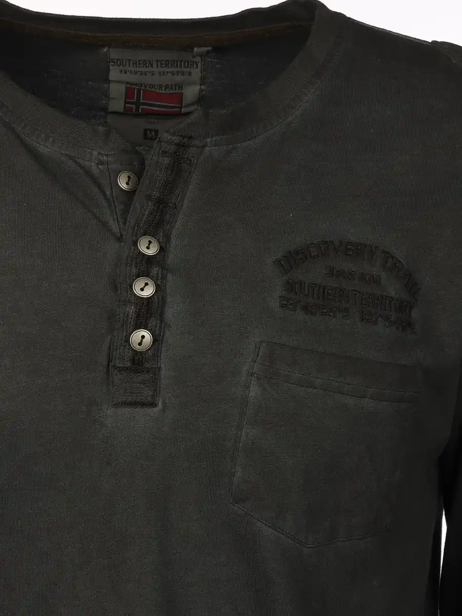 Bild 3 von Herren Henleyshirt mit langem Arm Schwarz