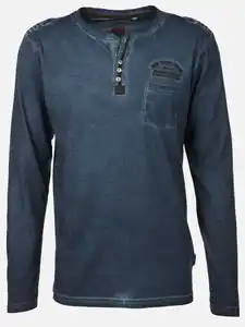 Herren Henleyshirt mit langem Arm Marine