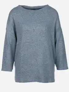 Damen Flauschshirt mit 3/4 langem Arm Blau