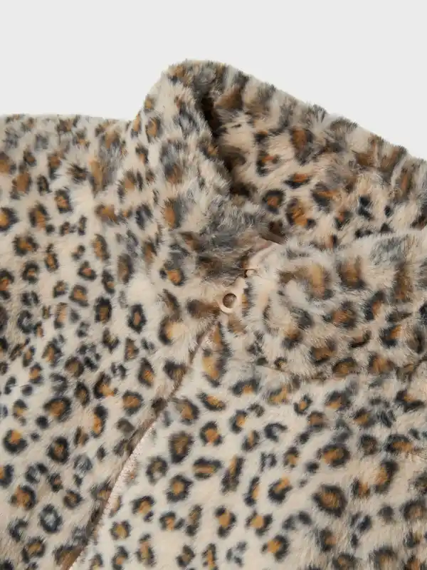 Bild 3 von Mädchen Teddyjacke mit Leoprint Beige
