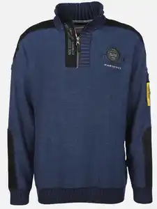 Herren Stricktroyer mit Stickerei Blau
