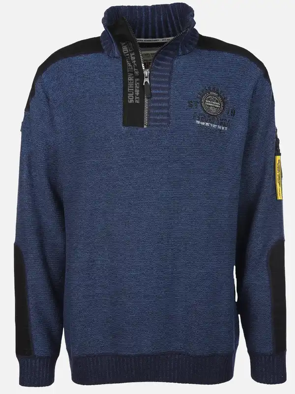 Bild 1 von Herren Stricktroyer mit Stickerei Blau