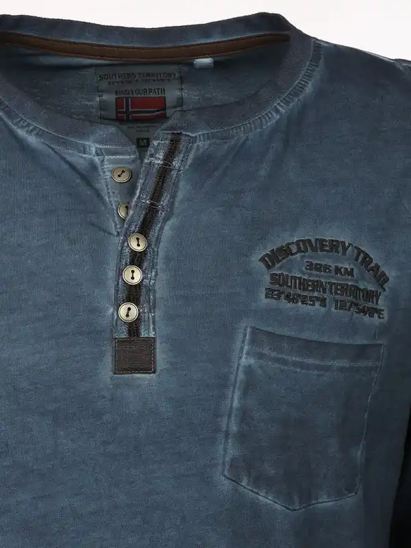 Bild 3 von Herren Henleyshirt mit langem Arm Marine