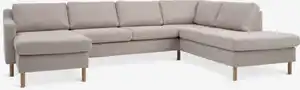 Sofa HELLERUP Ecke rechts beige Stoff/natur eiche