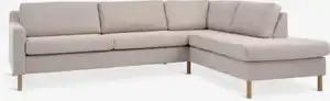 Sofa HELLERUP offenes Ende rechts beige Stoff/natur eiche