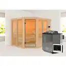 Bild 1 von Karibu Sauna 'Ariadna 3' naturbelassen mit bronzierter Tür 9 kW Bio-Ofen mit externe Steuerung 231 x 196 x 198 cm