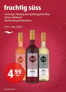 fruchtig süss Lemberger, Riesling oder Spätburgunder Rosé Schoss Affaltrach Württemberg/Deutschland