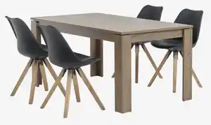 VEDDE L160 Tisch wildeiche dunkel + 4 BLOKHUS Stühle schwarz