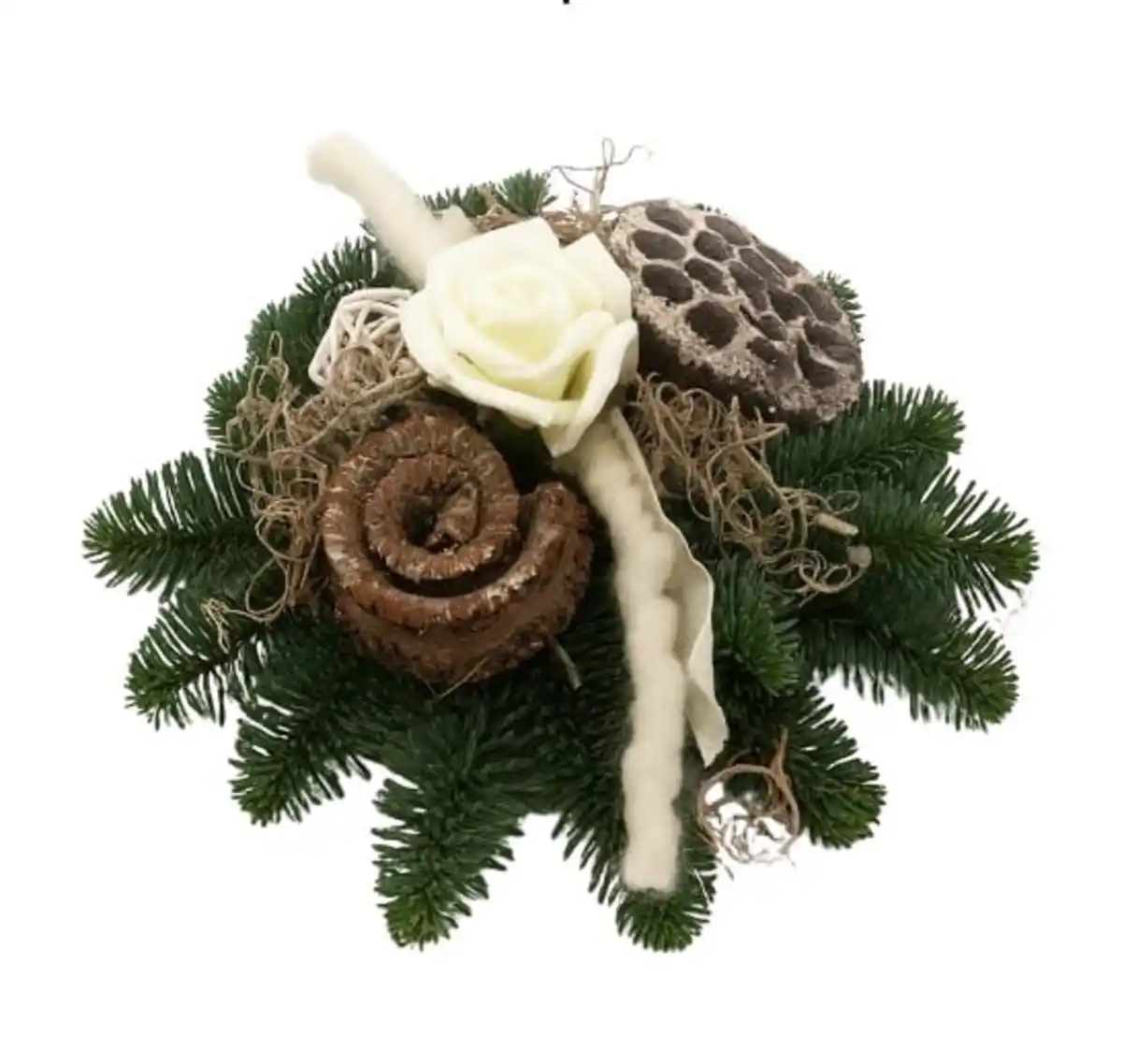 Bild 1 von Urnengesteck mit Rose weiß Ø 25 cm