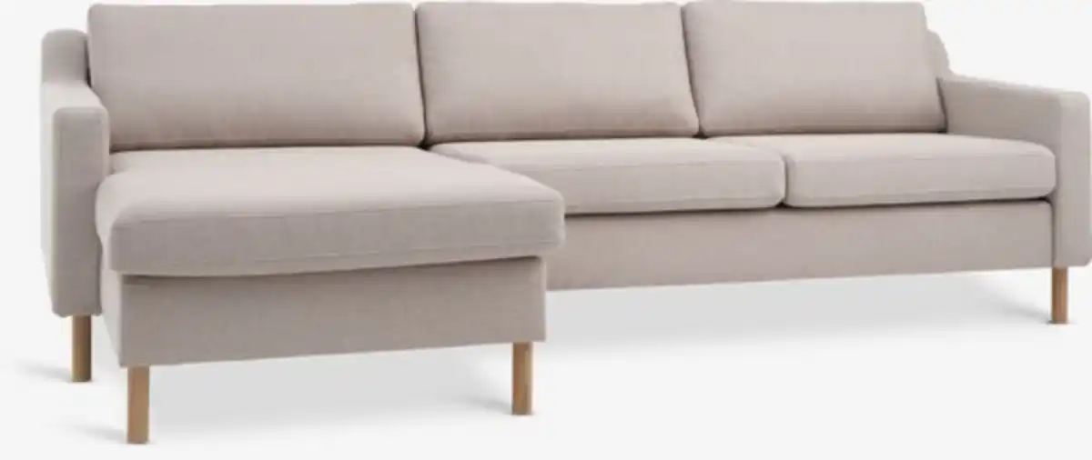 Bild 1 von Sofa HELLERUP Chaiselongue beige Stoff/natur eiche