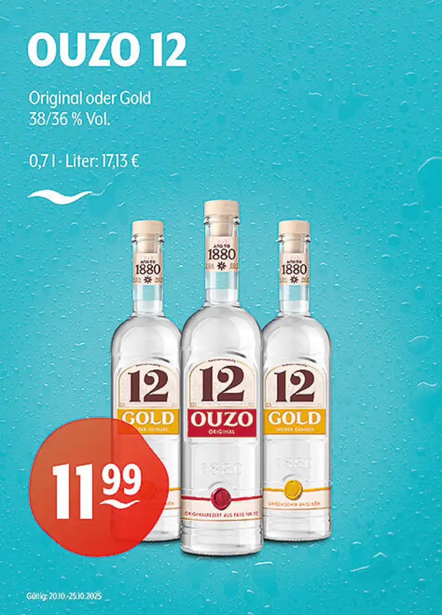 Bild 1 von OUZO 12 Original oder Gold 38/36 % Vol.