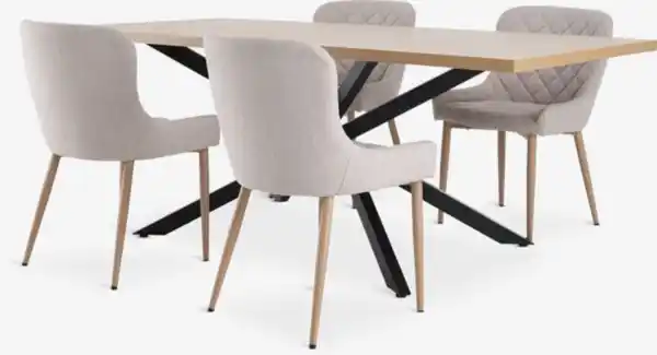 Bild 1 von NORTOFT L200 Tisch eiche warm + 4 BELLINGE Stühle sand