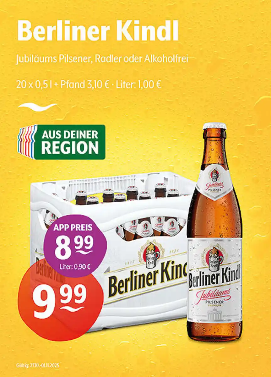 Bild 1 von Berliner Kindl Jubiläums Pilsener, Radler oder Alkoholfrei
