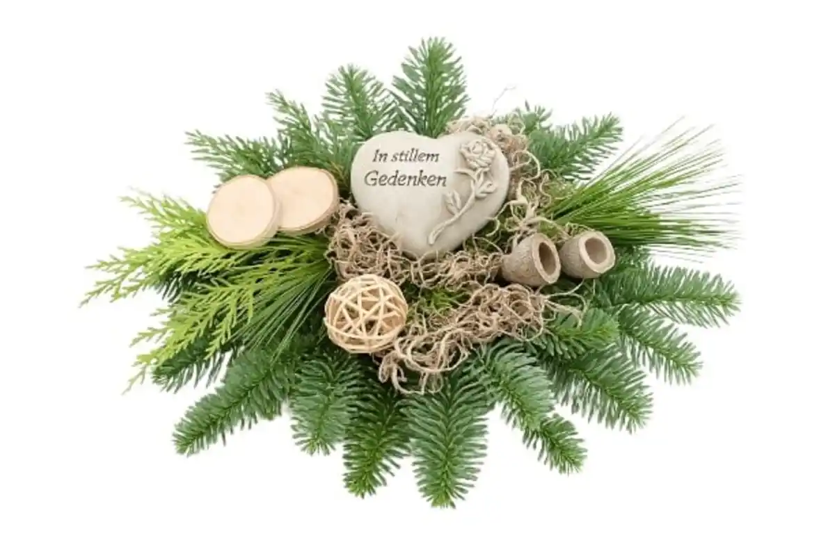 Bild 1 von Urnengesteck mit Herz weiß Ø 30 cm