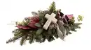 Bild 1 von Nobilis Grableger brombeer-weiß mit Kreuz L 80 x B 28 x H 35