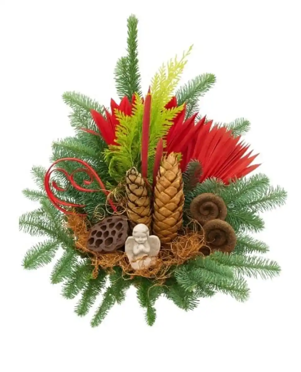 Bild 1 von Grabschale mit Engel natur-rot H 50 x B 45 cm