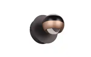 LED-Wandleuchte Orbit, schwarz/coffee, 1-flammig, 13,5 cm, inkl. Dimmfunktion