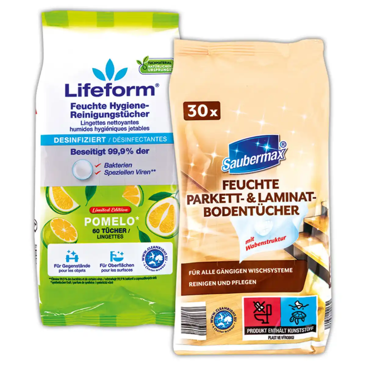 Bild 1 von Saubermax/Lifeform Feuchte Boden-/ Reinigungstücher