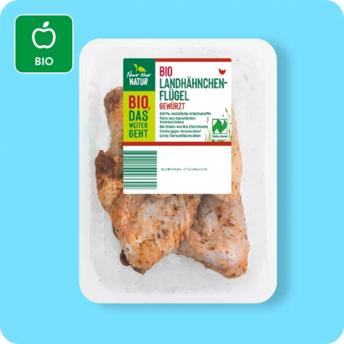 Bild 1 von NUR NUR NATUR Bio-Landhähnchen-Flügel⁶, Gewürzt