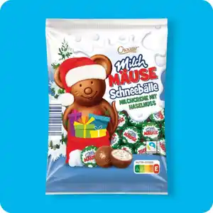 CHOCEUR Milch-Mäuse-Schneebälle, Milchcreme mit Haselnuss oder Milchcreme