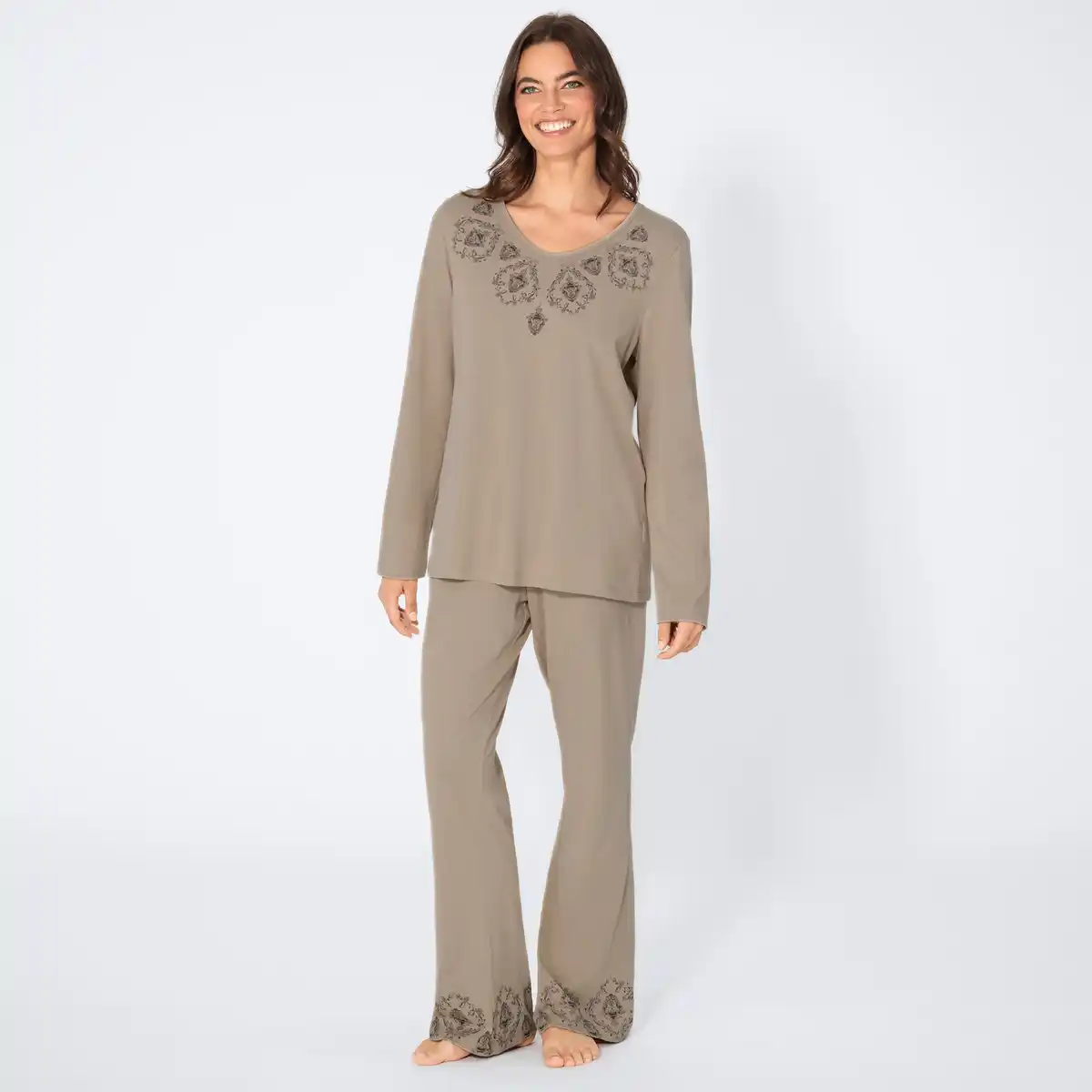 Bild 1 von Damen-Schlafanzug mit Stickerei, 2-teilig