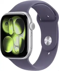 Apple Watch Series 11 (46mm) GPS Smartwatch Alu mit Sportarmband M/L silber/nebelviolett