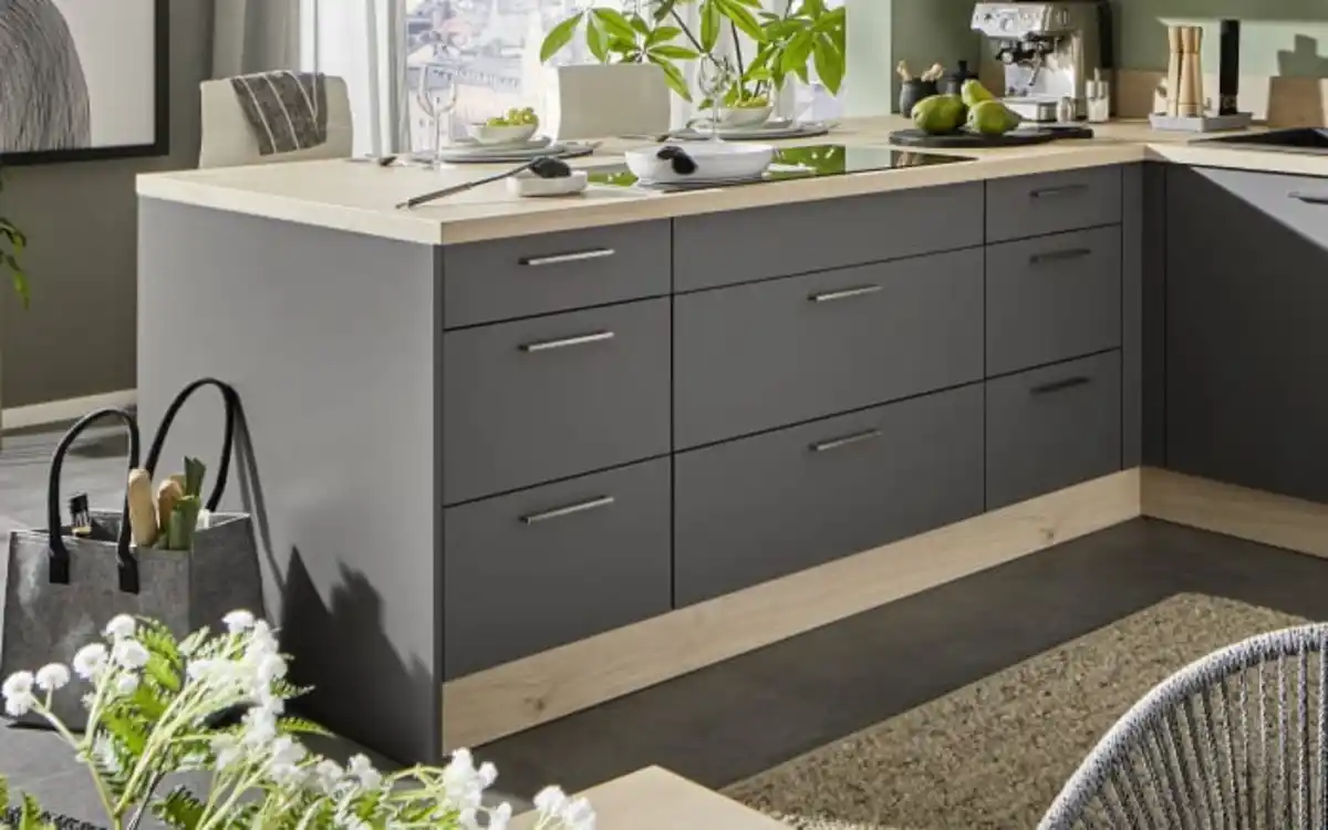 Bild 3 von Express Küchen - Einbauküche Wida/Plamos, Wildeiche Nachbildung/anthrazit matt, inkl. Elektrogeräte