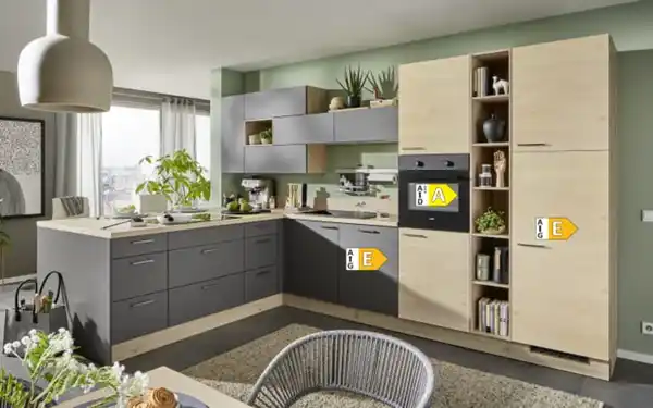 Bild 4 von Express Küchen - Einbauküche Wida/Plamos, Wildeiche Nachbildung/anthrazit matt, inkl. Elektrogeräte