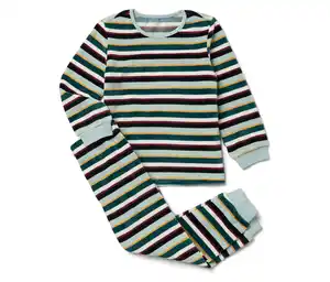 Kinder-Nicki-Pyjama, grĂĽn gestreift