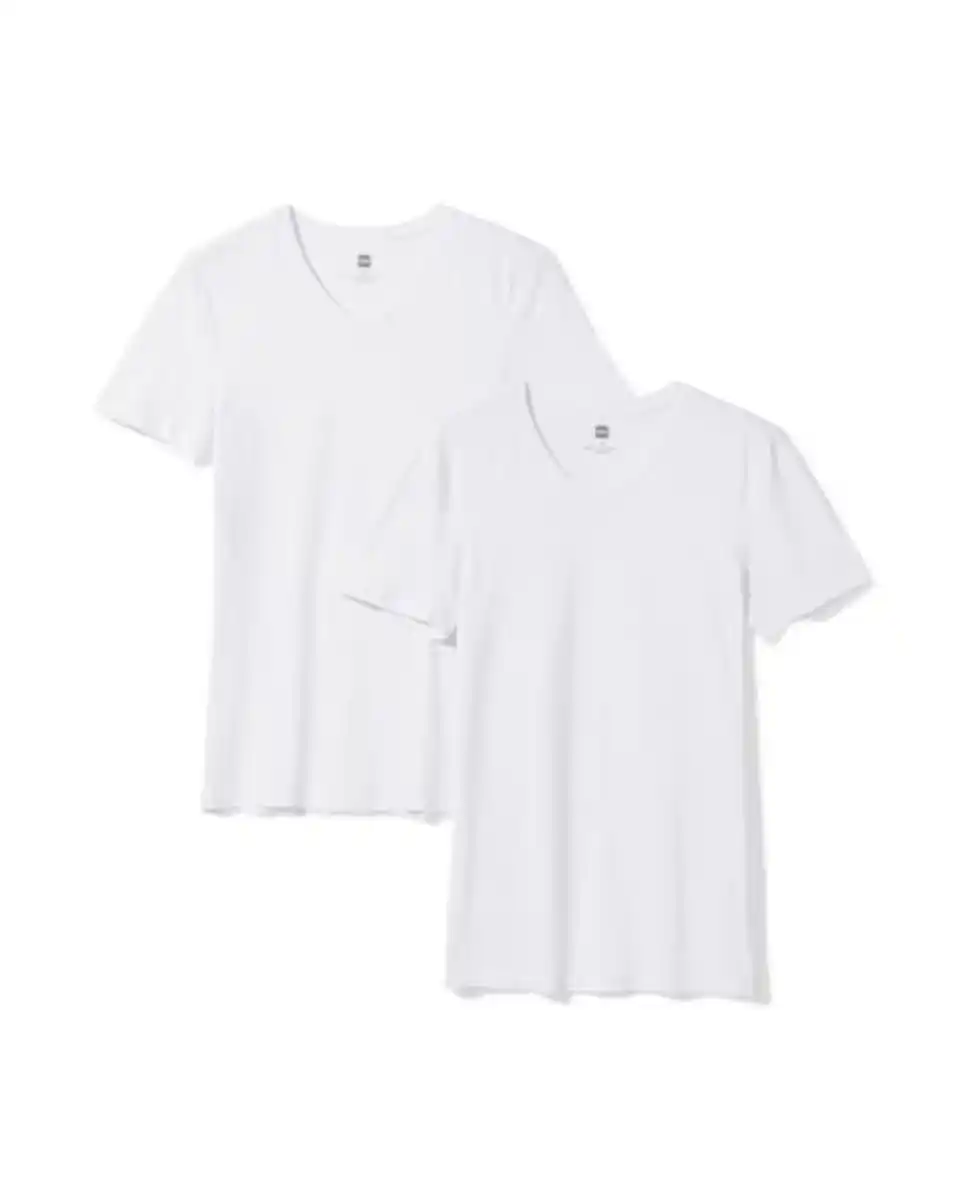 Bild 2 von Herren T-Shirts, Slim Fit, mit V-Ausschnitt – 2 Stück weiß