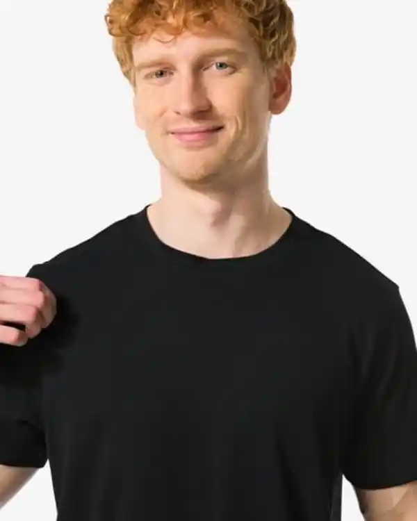 Bild 4 von 2er-Pack Herren-T-Shirts, Regular Fit, Rundhalsausschnitt, extralang schwarz