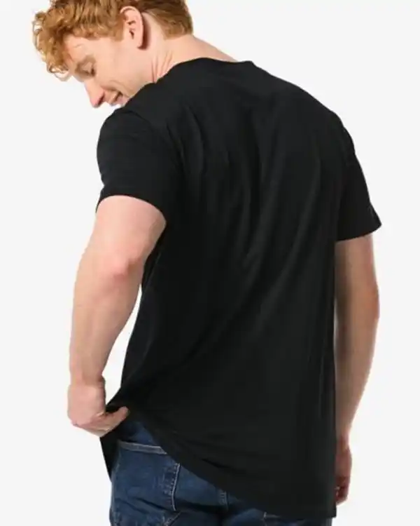 Bild 3 von 2er-Pack Herren-T-Shirts, Regular Fit, Rundhalsausschnitt, extralang schwarz