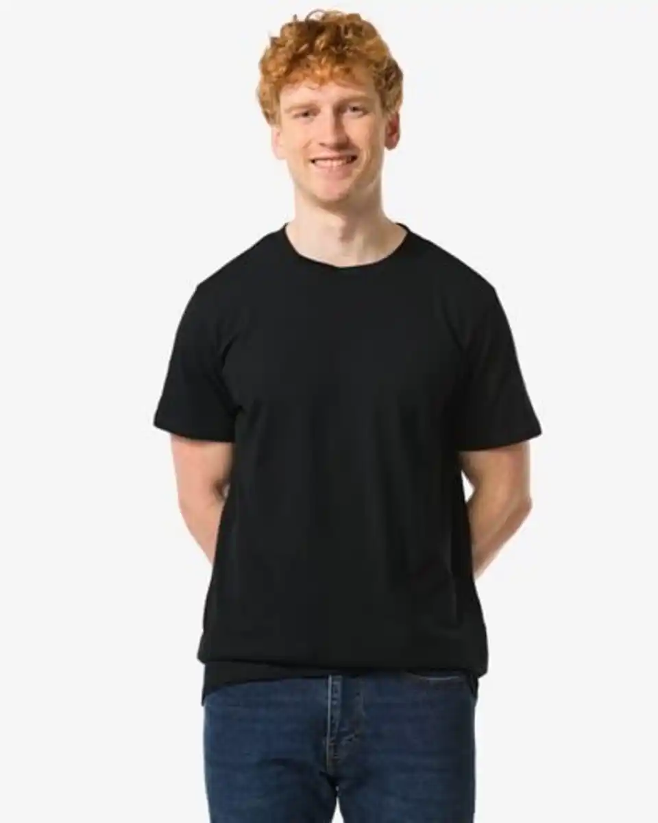 Bild 1 von 2er-Pack Herren-T-Shirts, Regular Fit, Rundhalsausschnitt, extralang schwarz