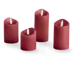 4 LED-Echtwachskerzen, rot