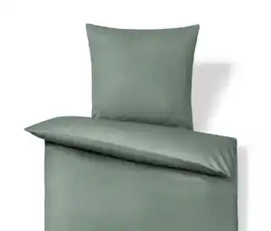 Baumwollsatin-Bettwäsche, grün, Normalgröße