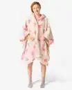 Bild 1 von Damen-Sofa-Poncho, Einheitsgröße, Fleece, mit Kapuze und Taschen, Herzen