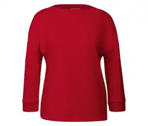Street One, T-Shirt mit Rippdetail, rot
