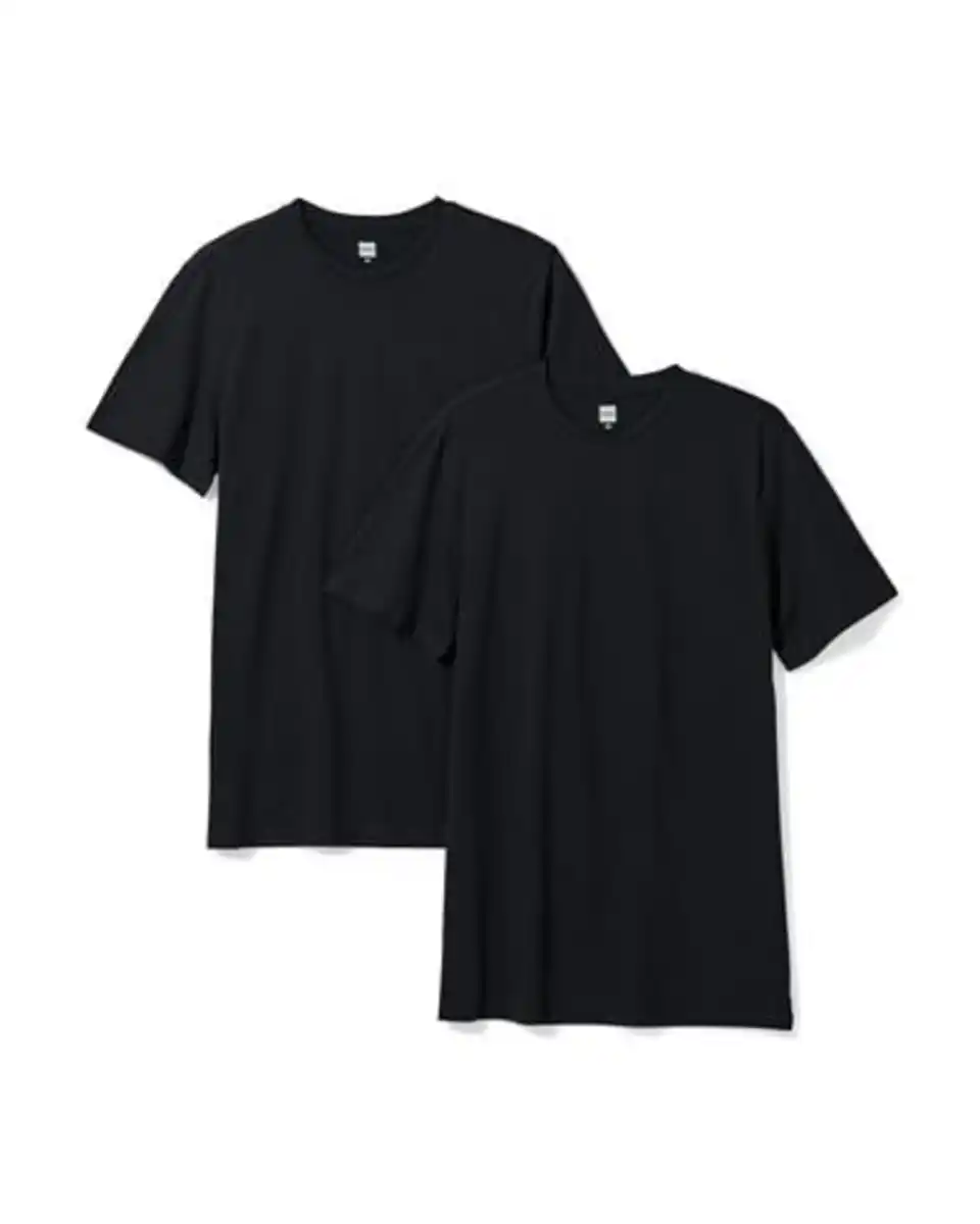Bild 2 von 2er-Pack Herren-T-Shirts, Regular Fit, Rundhalsausschnitt, extralang schwarz