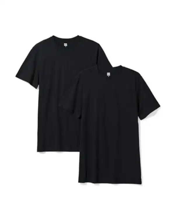 Bild 2 von 2er-Pack Herren-T-Shirts, Regular Fit, Rundhalsausschnitt, extralang schwarz