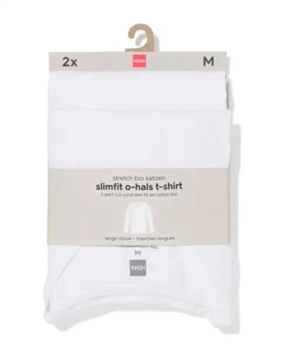 Bild 3 von Herren-T-Shirts, Langarmmodell, Slim Fit, O-Ausschnitt – 2 Stück weiß