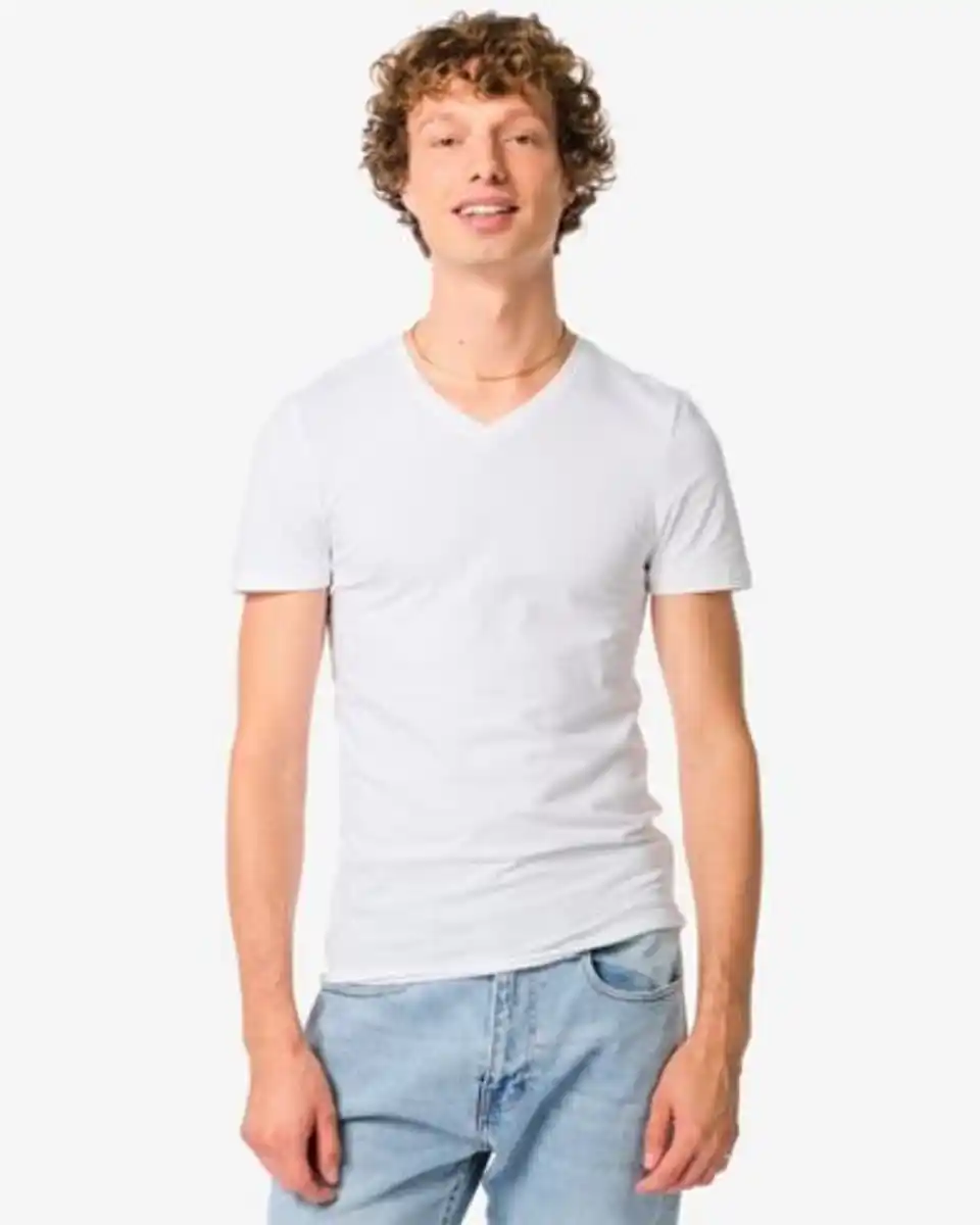 Bild 1 von Herren T-Shirts, Slim Fit, mit V-Ausschnitt – 2 Stück weiß