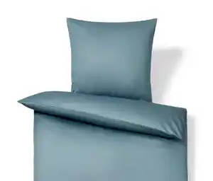 Baumwollsatin-Bettwäsche, blau, Normalgröße