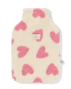Wärmflasche, 33 cm, Herzen, creme