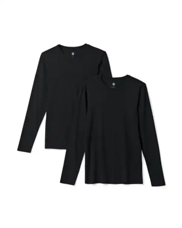 Bild 2 von Herren-T-Shirts, Langarmmodell, Slim Fit, O-Ausschnitt – 2 Stück schwarz