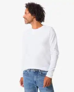 Herren-T-Shirts, Langarmmodell, Slim Fit, O-Ausschnitt – 2 Stück weiß