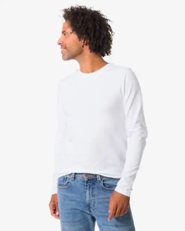 Bild 1 von Herren-T-Shirts, Langarmmodell, Slim Fit, O-Ausschnitt – 2 Stück weiß