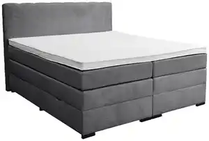 Boxspringbett Malaga ohne Fußteil Grau ca. 180x200cm, Dunkelgrau