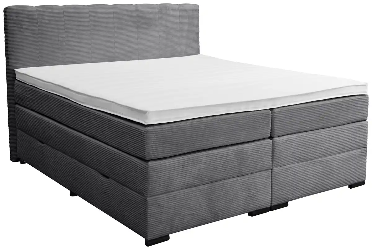 Bild 1 von Boxspringbett Malaga ohne Fußteil Grau ca. 180x200cm, Dunkelgrau