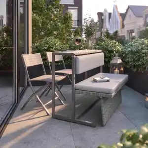 Loungeset Mario Graubraun Metall/Kunststoff Modular, Graubraun