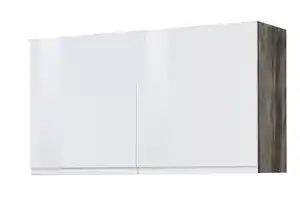 Küchenoberschrank 'Cardiff' Weiß/Eiche, Grau, Weiß Hochglanz